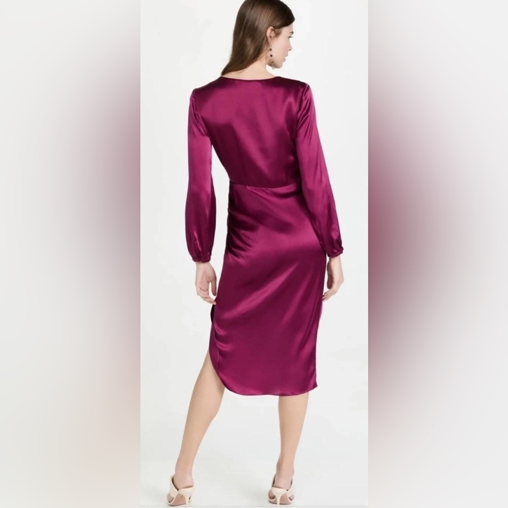 Amanda Uprichard Roma 100% Silk Dress Aubergine Large L - Picture 3 of 9